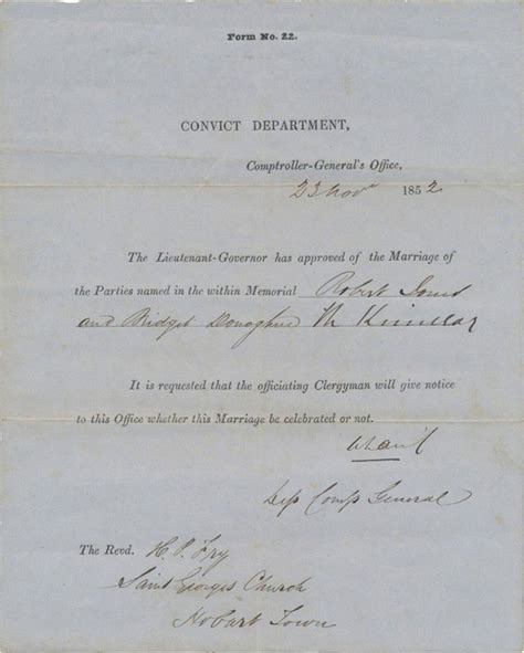 tasmanian convicts permission to marry